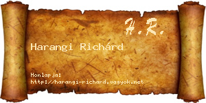 Harangi Richárd névjegykártya